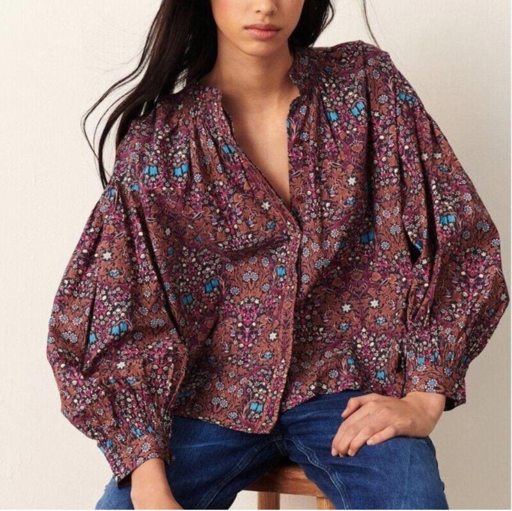 Womene BA&SH Ulysse Shirt Pink Floral Size M EUC!